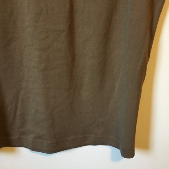 Brown Trimmed High Neck Stretchy 100% Cotton Tank Top - Picture 7 of 11